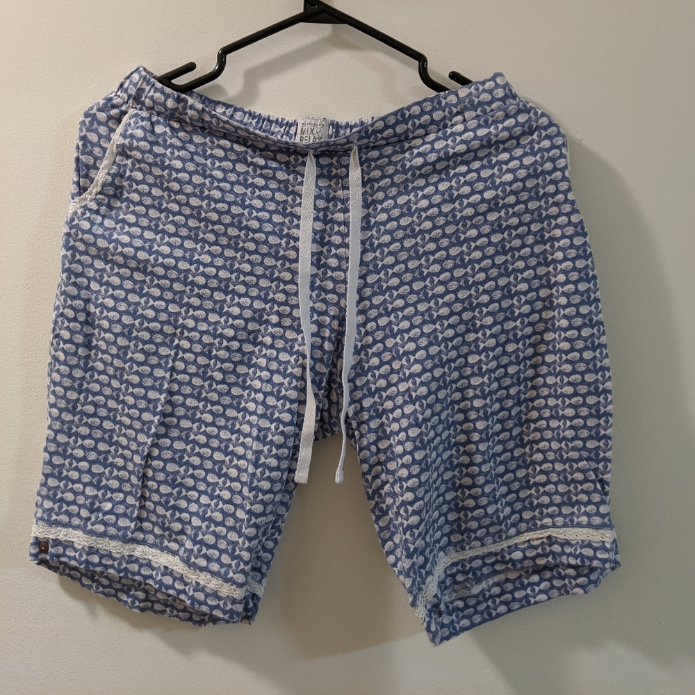 Fish print night shorts
